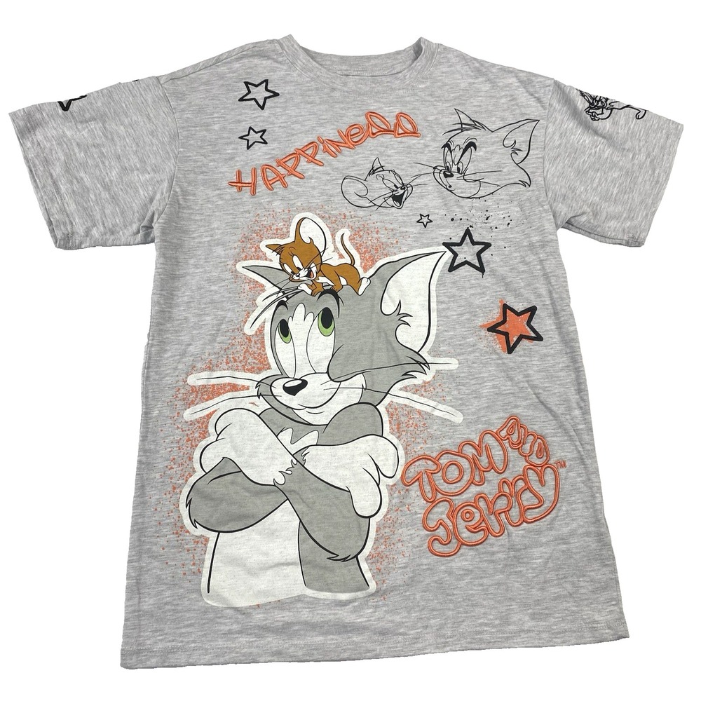 Tom & Jerry Freeze Women's Size‎ XXS T Shirt Raised Embroidery Cat Mouse Cartoon